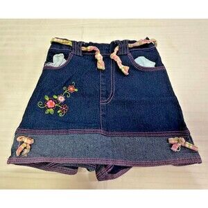 2B REAL GIRLS JEANS SKIRT SKORT SHORTS WITH BUILT SHORTS SIZE 5/6